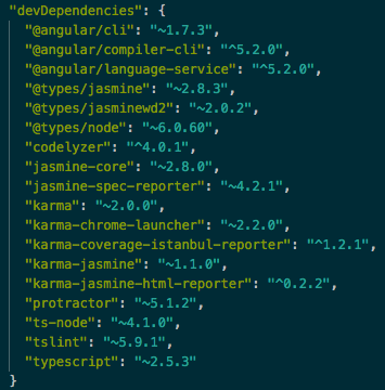 Angular 项目的 devDependencies